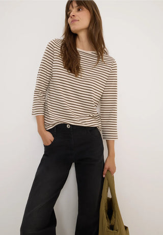 Stripped Boatneck | Oat Milk Beige
