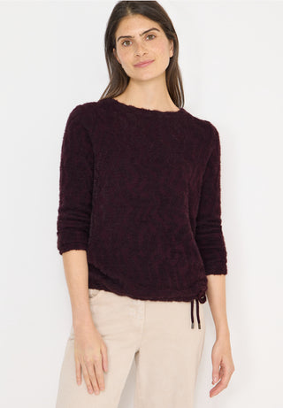 Feathered Yarn Knit | Eggplant Red