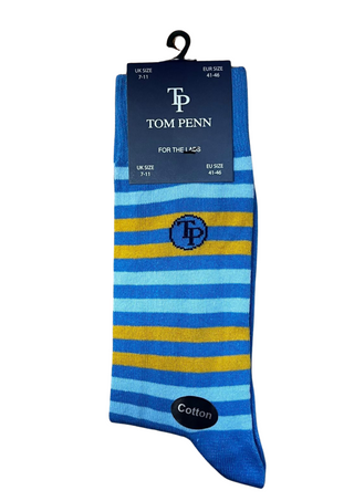 Tom Penn Socks Stripe Blue Yellow