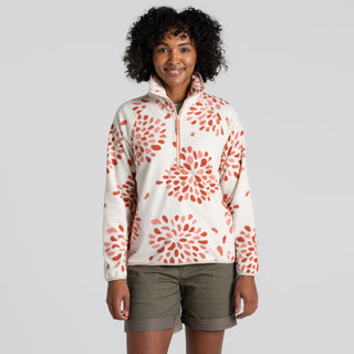 Women's National Trust Reedmace Half Zip Fleece | Red Sandstone Print