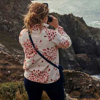 Women's National Trust Reedmace Half Zip Fleece | Red Sandstone Print