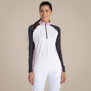 Women's NosiLife Ivybridge Golf Half Zip Top | White / Dark Iron