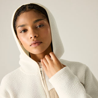 Firn Hooded Borg Fleece | Egret