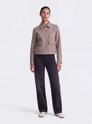 Vela Zip Short Coat | Taupe Grey