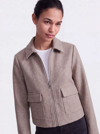 Vela Zip Short Coat | Taupe Grey