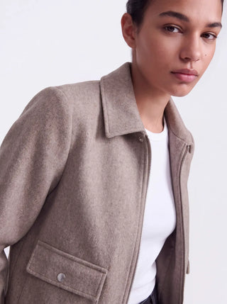 Vela Zip Short Coat | Taupe Grey