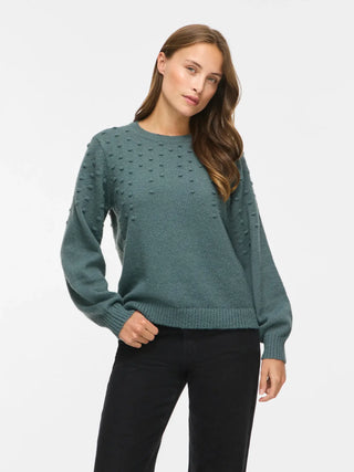Tuli Round Neck Long Sleeve Dot Knit | Balsam Green