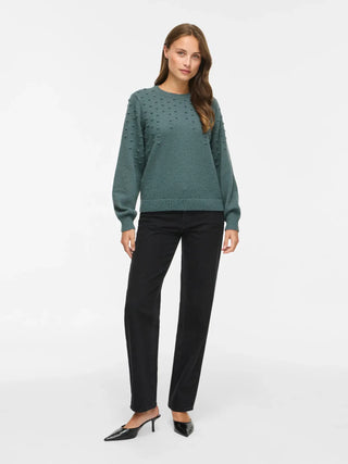 Tuli Round Neck Long Sleeve Dot Knit | Balsam Green