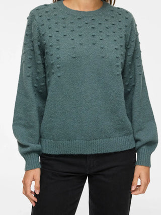 Tuli Round Neck Long Sleeve Dot Knit | Balsam Green