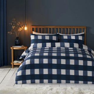 Seersucker Gingham Duvet Cover Navy