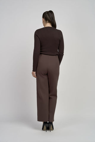 Button Feature Trouser | Deep Chestnut