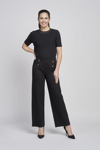 Button Feature Trouser | Black
