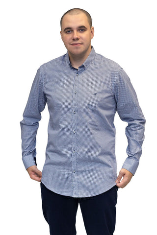 Beigh Long Sleeve Shirt | White/Blue