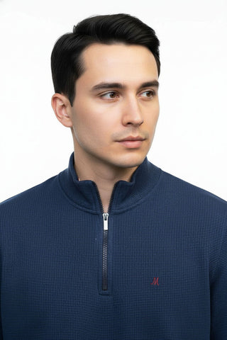 Brendan Quarter Zip Sweatshirt | Dark Denim