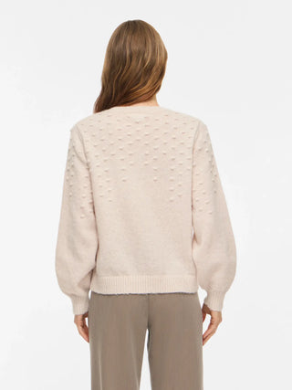 Tuli Round Neck Long Sleeve Dot Knit | Super Light Natural Melange