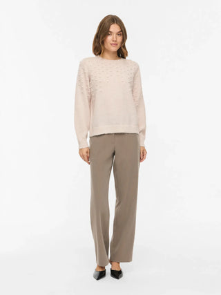 Tuli Round Neck Long Sleeve Dot Knit | Super Light Natural Melange