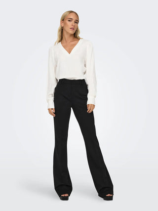 Peach Mid Waist Flared Trouser | Black