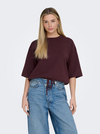 Sitter Short Sleeve Loose Tie Round Neck Knit | Fig