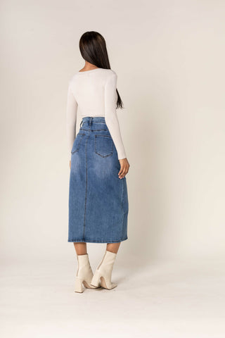 Nina Carter Centre Split Skirt Denim Bright Blue
