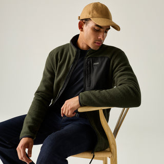 Frankie Borg Full Zip Fleece | Dark Khaki Black