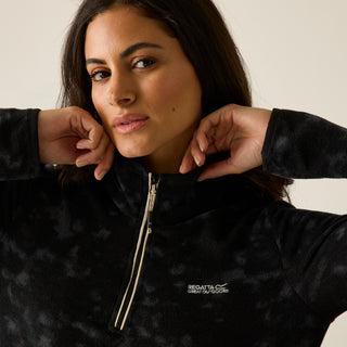 Margot 1/4 Zip Fleece | Black Brushstroke Print