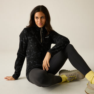 Margot 1/4 Zip Fleece | Black Brushstroke Print