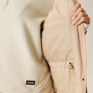 Women's Yarli Waterproof Longline Jacket Warm Taupe Light Vanilla