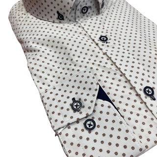 Tom Penn Long Sleeve Shirt Print Taupe