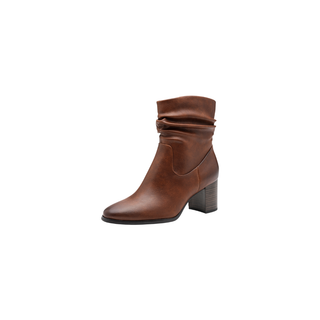 Round Toe Ankle Boot | Cognac