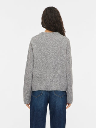 Cistus Long Sleeve Embroidered Knit | Medium Grey Melange