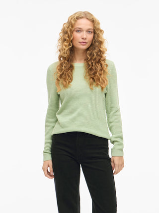 Dalo Round Neck Long Sleeve Knit Top | Smoke Green
