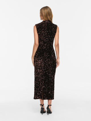 Faith High Neck Sleeveless Midi Dress | Coffee Bean