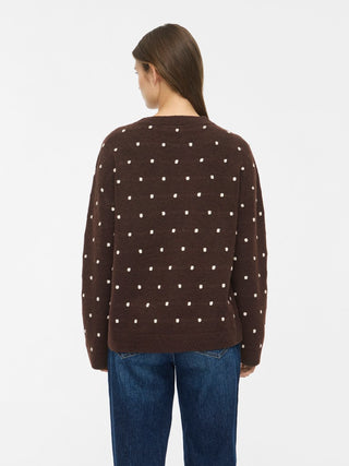 Liga Long Sleeve Round Neck Dot Knit | Coffee Bean Birch Dots
