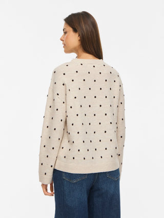 Liga Long Sleeve Round Neck Dot Knit | Birch Coffee Bean Dots