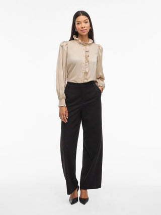 Lutto Long Sleeve Frill Shirt | Cement