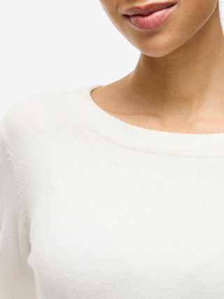 Viril Round Neck Long Sleeve Top | White Alyssum