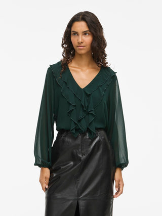 Ane Long Sleeve V Neck Top  | Scarab