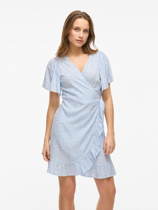 Noko Short Wrap Dress | Kentucky Blue