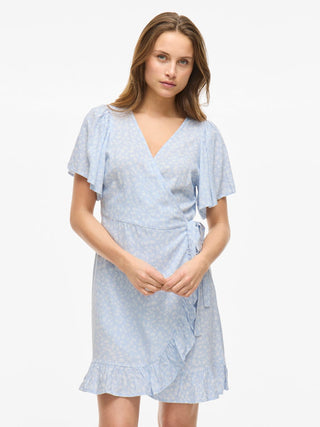 Noko Short Wrap Dress | Kentucky Blue