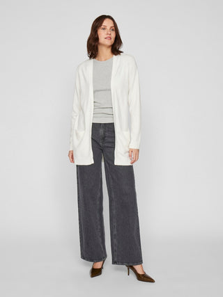 Viril Open Long Sleeve Knit Cardigan | White Alyssum