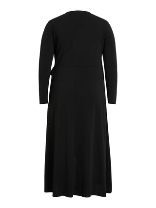 Viborneo Long Sleeve Wrap Midi Dress Black