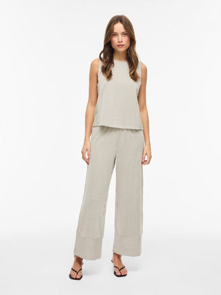 Striplo 7/8 High Waisted Trousers | Slate Black Birch