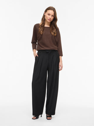 Malu Boatneck 3/4 Sleeve Knit Top | Coffee Bean