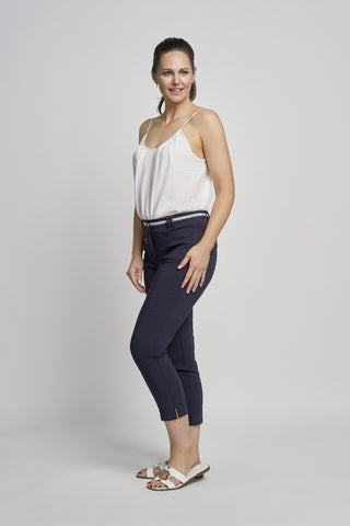 Ciara Cropped Straight Trouser | Navy