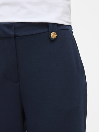 Cula High Waist Button Pants | Navy Blazer Gold Button