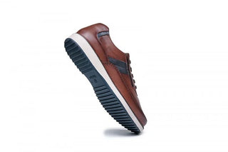Wide Fit Leather Shoes with Zip & Lace  | Cognac