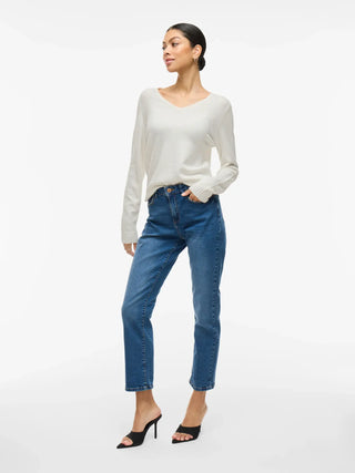 Viril V Neck Long Sleeve Top | White Alyssum