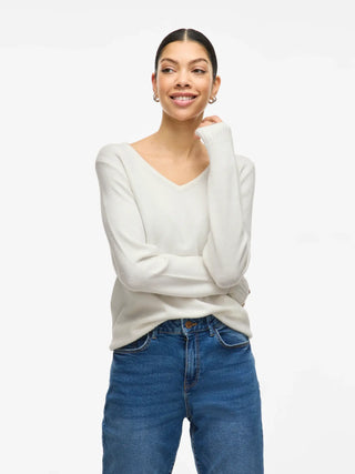 Viril V Neck Long Sleeve Top | White Alyssum