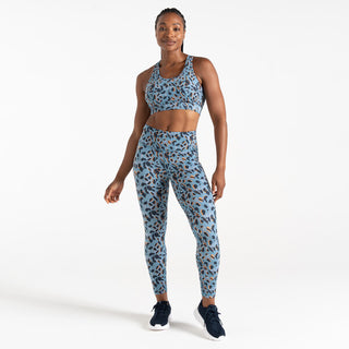 Women's Swift Sports Bra Niagara Blue Animal Print