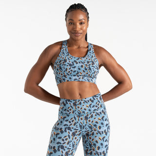 Women's Swift Sports Bra Niagara Blue Animal Print